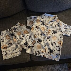 Amazon Cream Kids Pajama Set with Puppy Print